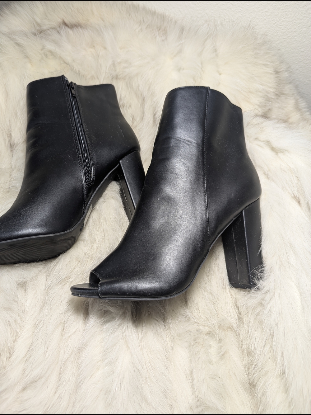 J. Adams Black Peep-Toe Ankle Booties
